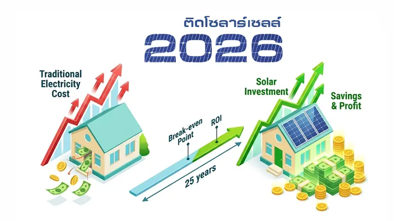 ติดโซลาร์เซลล์ปี 2026 คุ้มไหม? คำนวณจุดคุ้มทุน (ROI) และระยะเวลาคืนทุนที่แท้จริง